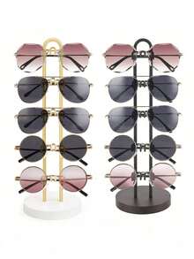 1pc 360° Rotating Fashion Glasses Display Stand With Wooden Tray And Base, Eyeglasses Holder Rack For Storing Multiple Pairs Of Fashion Glasses, Suitable For Desk, Vanity, Dresser, Bedside Table - Multicolor - View 10