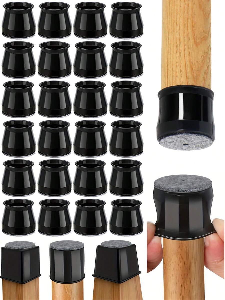 24 miếng đệm nỉ lót chân ghế - Chống trượt, giảm tiếng ồn, bảo vệ sàn gỗ, sàn gạch và sàn tre, giảm trầy xước và tiếng ồn, dễ dàng lắp đặt. - Hình tròn màu đen và xám nhạt - Xem 1