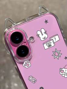 1pc Cute Graffiti Cat, Rabbit, Cake, Star Cat Ear Phone Case, Transparent Shell, Unique Cat Ear Design, Air Cushion Anti-Fall, 1.5mm Soft TPU Shell, Cat Ear Hanging Rope Suitable For IPhone17/17Pro/IPhoneAir/17PROMAX/16/16Pro/16PLUS/16Promax/15Promax/11/12/13/14/15Plus/15Pro/14Pro/13Pro - Multicolor - View 9
