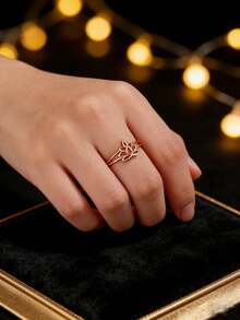 1枚925纯银镂空莲花戒指，小众优雅银饰，温柔风格戒指，送给女朋友的礼物 - 蓮花戒指 - 查看 6