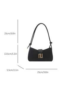 2026 Summer New Stylish Personalized Baguette Bag, Fashionable Texture Chic Shoulder Bag, Elegant Minimalist Crossbody Bag - Black - View 5