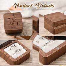 Personalized Wooden Ring Box With Custom Name, Proposal Ring Box, Couple Anniversary Gift, Laser Engraved Jewelry Box - Multicolor-2 - View 8