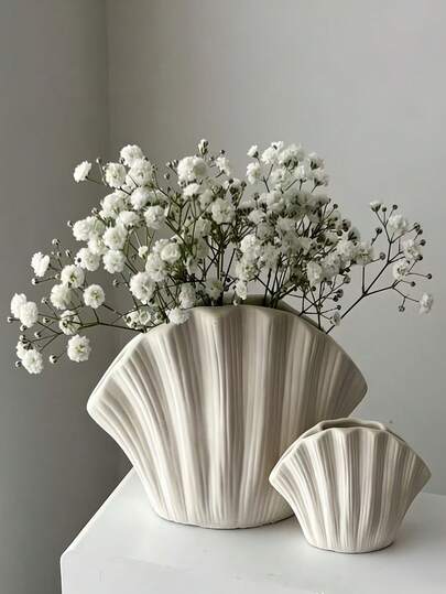 1 pieza Concha de mar lisa, un jarrón de estilo nórdico minimalista con una sensación fresca y retro, perfecto para decorar la entrada, los muebles de TV, las salas de estar y los comedores.