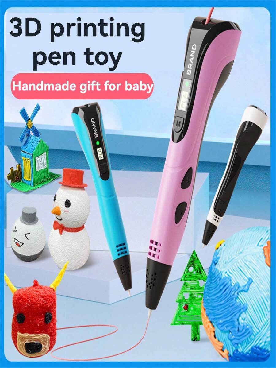 Children's Educational 3D Printing Pen DIY Graffiti 3D Drawing Consumable Refill Pen Core 3-Speed Adjustable One-Key Retraction Material Parent-Child Interaction Suitable For 6-12 Years Old And Above Boys Girls Birthday Creative Gift (Accessory Color Random) (Pen Core Consumable Specification Does Not Include Printing Pen) (Single Pen Does Not Include Consumable) - 彩色 - 查看 1
