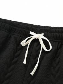 Breathable Cargo Shorts, Elastic Waistband Suitable For Sports & Fitness - Black - View 5