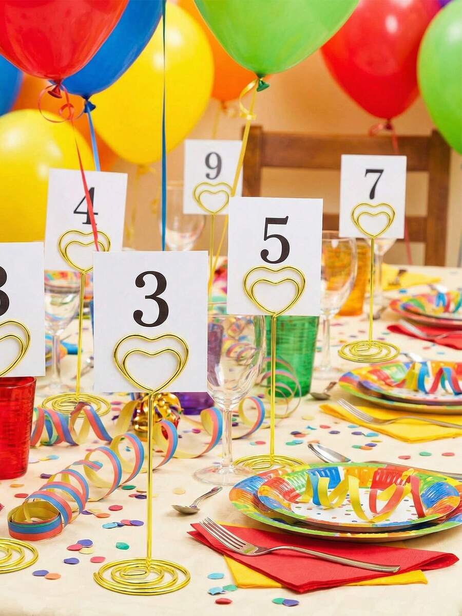 Metal Note Clip Desktop Card Holder Heart Shape Place Card Holder Wedding Party Label Clip Bulk Wholesale - View 1