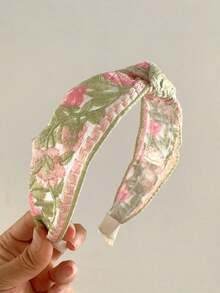 1pc Women's Rose Embroidered Lace Hairband, Niche Design, Wide Brimmed Headband, High Crown, Versatile Hairband Headwear Accessory. - Multicolor - View 3