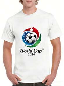United World Cup Football T-Shirt White World Cup Trophy And Stars Graphic Print For Sports Fans And Events - White 14 - View 1