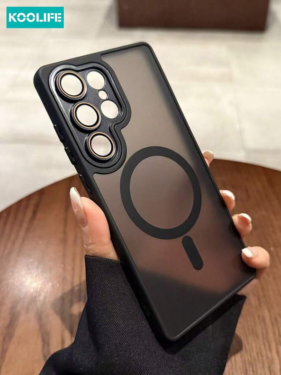 Koolife 柔軟觸感磁吸手機殼,全覆蓋鏡頭保護,PC+TPU 材質,按鈕,防摔防滑手機殼,適用於 Galaxy S22/S22 Plus/S22 Ultra - 黑色 - 查看 1