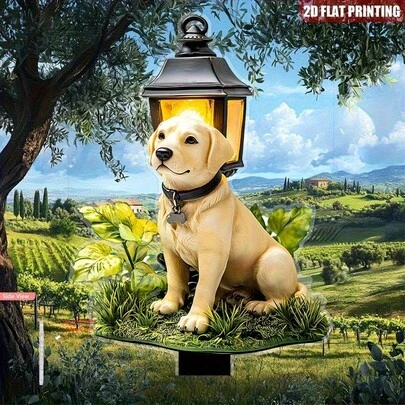 1pc 2D Flat Cute Dog Shaped Garden Marker - Flat Acrylic Outdoor Decor, Suitable For Potted Plants, Garden, Balcony - Pet Themed Plant And Decor Accent, 2D Flat Design