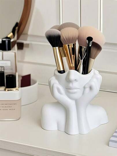 1pc Human-Shaped Desktop Storage Box - Multifunctional Pen Holder And Makeup Brush Organizer | Cute Desktop Organizer Box Suitable For Home And Office