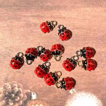 10pcs Mini Plump Ladybug Alloy Enamel Charms Cute Animal Pendant For Necklace Bracelet Earrings - 10pcs Gold - View 5