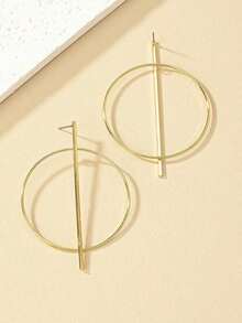 1pair Personalized Exaggerated Geometric Circle Stud Earrings Simple & Versatile YJDG - 黃金 - 查看 3