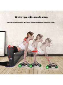 1个四轮腹部健身轮，腹部塑形压缩轮，可折叠，静音男士家用健身器材 - 彩色 - 查看 5