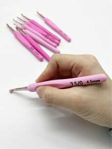 Set de 8 ganchos de ganchillo de color rosa, degradado de color macarrón, con marcas de medición, mangos de goma suave antideslizante que se adaptan a la forma de la mano, tamaños de 2.5mm a 6.0mm, adecuados para principiantes - Agujas de crochet de 2,5-6,0 mm, paquete de 8 piezas - Ver 1