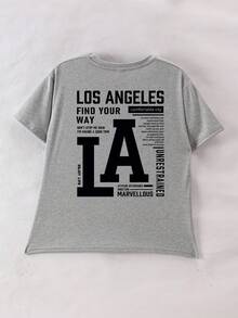 This Casual Gray Round Neck T-Shirt Is Specially Designed For Older Children, Featuring A Creative Letter Graphic, Suitable For Both Boys And Girls. It's Great For School, Shopping, Daily Wear, And Vacations. Not Only Suitable For Everyday Wear, But Also An Excellent Gift For Friends And Family. - Grey - View 5