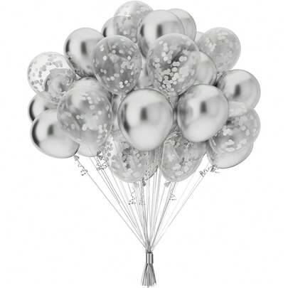 彩色亮片气球，银色亮片乳胶气球，适用于婚礼、生日、派对装饰