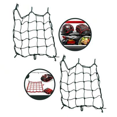 Rede Elástica 40x40 cm com Ganchos – Ideal para Capacete, Mochila
