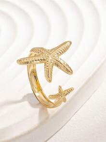 3pcs/Set Starfish Adjustable Rings, Ocean Style Accessories For Beach, Party, Holiday - Multicolor - View 4