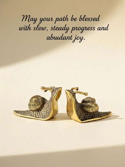 2PCS Vintage Brass Snail Statue,Mini Snail Sculpture/Tea Pet With Intricate Spiral Design, Solid Copper Home & Garden Decor, Small Figurine For Outdoor Pond Desktop Tabletop, Durable Gift For Birthday Graduation