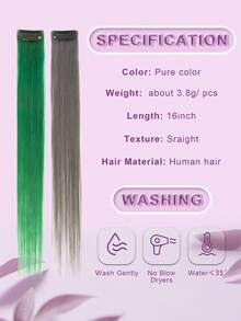 1 Piece Real Human Hair Clip-In Hair Extensions, Multiple Colors Available, Colored Hairpieces, 16 Inch Straight Human Hair Extensions For Women, Add Hair Volume, Natural & Fluffy, Suitable For Parties, Cosplay & Other Occasions - Multicolor - View 6