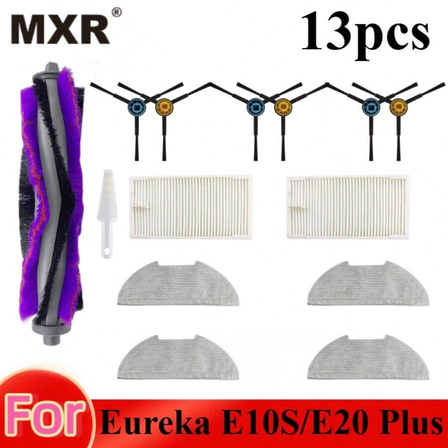 Eureka E10S E20 Plus Replacement Parts Kit - Washable Mop Pads HEPA Filters Main Side Brushes For Robot Vacuum - A - View 1