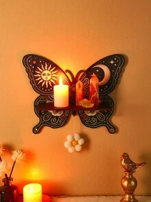 1件创意木质月牙形壁挂展示架，DIY组装式悬浮置物架，适用于客厅、卧室、香薰蜡烛和派对装饰 - 彩色 - 查看 10