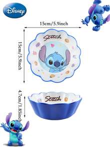 1pc Disney Officially Licensed Cute Stitch Cutlery Bowls Melamine Plastic Material Unbreakable Melamine Soup Bowl Melamine Tableware Fall-Proof And Anti-Scald Home Kitchen Supplies Breakfast Cereal Soup Bowls Fruit Snacks Small Snack Bowl Collectibles Birthday Gift - Multicolor - View 3