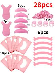 28 piezas Juego de rizador de pestañas, rizador de pestañas de silicona, herramienta para rizar pestañas, varillas de rizador de pestañas suaves y flexibles, previene la pérdida de pestañas, adecuado para uso en salón de pestañas, lavable - Multicolor - Ver 16