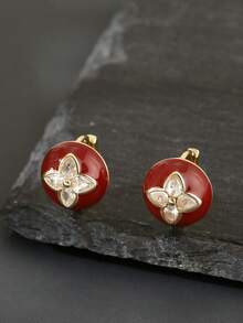 1 Pair Vintage Elegant Copper Geometric Petal Drop Hoop Earrings, Graceful Gift For Women - Round - View 6