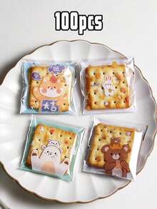 500pcs Cute 4-In-1 Cartoon Bear & Rabbit Shaped Candy Self-Adhesive Packaging Bags, Snowflake Candy Pastry Bags, Matte Polka Dot Self-Seal Bags And Self-Sealing Bags, Baking Packaging, Soft Candy, Candy Self-Sealing Bags, Single Piece Bags, Cookie Baking Snack Self-Adhesive Bags, Cookie Food Packaging, Thanksgiving Gift, Christmas Gift, Halloween Gift, Valentine's Day Gift, New Year Gift - Multicolor - View 8