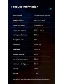 HP H100 Gaming Headset | 50mm Driver Units For Surround Sound | RGB Lighting Effects | Full-Cover Noise-Isolating Earcups | Adaptive Floating Headband | One-Button In-Line Volume Control - View 9