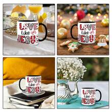 [Envío en 24 horas a nivel local en México]1 unidad, Taza de cerámica de 11 oz con diseño "Love Like Jesus", patrón de corazón religioso cristiano, para el hogar, la oficina, viajes, Día del Maestro, Día de la Enfermera, Día de la Madre, 250º aniversario, vaso térmico, almacén local, regalos para hombres y mujeres - Imagen 1 PCS - Ver 6