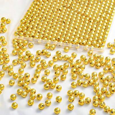 12/24/36/48pcs Golden, Silver 10mm Round Beads, Suitable For Jewelry Making, DIY Kit, Can Used To Make Bracelets, Earrings, Necklaces And Anklets.[Manufacturer Direct ]