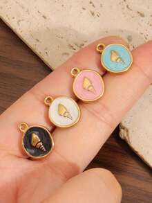 2Pcs 18K Gold Plated Stainless Steel Colored Enamel Starfish Charm Pendant Summer Beach Conch Shell Charms For DIY Jewelry Making Supplies Earrings Necklace Bracelets Accessories - Pendant - View 7