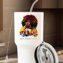 30oz Stainless Steel Tumbler Black White Options,  Not Today Satan Woman With Drink Graphic Cups, Insulated Travel Coffee Mug With Lid And Straw , Double Wall Vacuum Reusable Travel Cups, Funny Birthday Party Gift For Women & Men - trắng - Xem 1