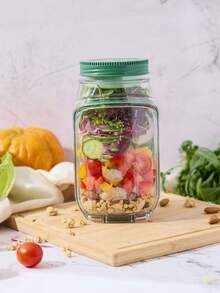 1 pièce Boîte à salade, grande capacité, étanche, boîte à salade verticale à ouverture latérale étanche et à couches, avec récipient à assaisonnement intégré, réutilisable, boîte à lunch portable, convient pour le bureau, le pique-nique et les voyages. Nécessités domestiques et quotidiennes, fournitures de cuisine et de salle à manger. Pratique et commode - Multicolore - Voir 6