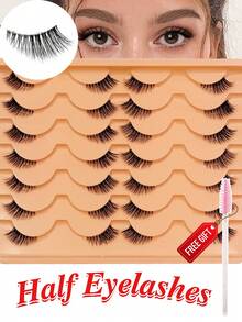 Rikuaild 14 Pairs Half Eye Cat Eye False Eyelashes, Fluffy Soft Natural Look With Clear Band, 3D Lashes Suitable For Eid Holiday, Party, Wedding, Bridesmaid, Travel, Vacation, Beach, Dating, Music Festival, Spring Day Makeup - Multicolor - View 3