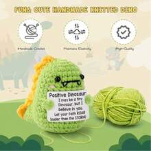 1件迷你恐龙复活节篮子填充物礼物手工钩织动物恐龙男女朋友同事自我护理心理健康生日礼物创意。 - 彩色 - 查看 3