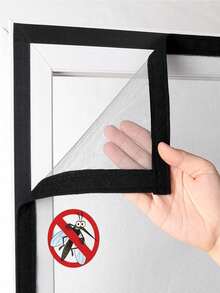 1pc Self-Adhesive Window Mesh Screen, Invisible Insect Proof Net For Home Use In Summer, Easy Installation, Grey Fiberglass Anti-Mosquito And Fly Net - Gray Mesh Black-edged Window Screen - View 4