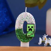 Nến sinh nhật số chủ đề Creeper trong Minecraft, nến trang trí bánh không khói, hiệu ứng ombre lấp lánh, trang trí tiệc sinh nhật cho trẻ em, trang trí bánh sinh nhật cho người lớn và trẻ em theo chủ đề Minecraft, màu xanh lá cây. - Mảnh duy nhất - Xem 4