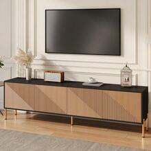 Modern TV-Schrank, TV-Ständer, TV-Paneel, New TV-Ständer. Einzigartiges Im Farbblock-Design, 179 X 35 X 53.5 Cm (L X B X H) - Black,Natural - 查看 2