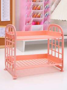 1件装学生宿舍双层折叠置物架桌面浴室收纳架，适用于房间、浴室、房屋、粉色房间、生活旅行用品、礼品袋、送给妈妈、爸爸、男士、朋友、老师的礼物、生日、婚礼、书桌、置物架、配件、礼品盒、趣味礼物、收纳袋、化妆包、储物、化妆品收纳、洗漱包 - 粉色 - 查看 4