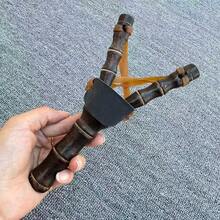 1个木制竹节弹弓，经典传统户外互动游戏，趣味狩猎射击玩具 - 黑色 - 查看 4