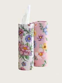 2pcs/4pcs Floral Pattern Car Tissue Box - Round Cup Holder Tissue Box With 200pcs 3-Ply Tissues, Suitable For Car Cup Holder And Home Desk, Pink And White Floral Pattern Suitable For Ladies, Children And Family Travel - Tissue Box - View 9