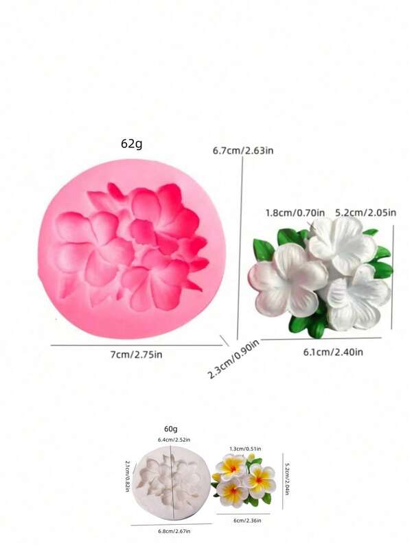 1/2件装鸡蛋花硅胶模具，3D蜡烛模具，树脂模具，DIY软陶环氧树脂装饰模具，手工装饰艺术工具硅胶模具