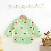 Infant Cartoon Hooded Smock, Fresh All-Over Print Baby Reversible Painting Apron - Multicolor - View 12