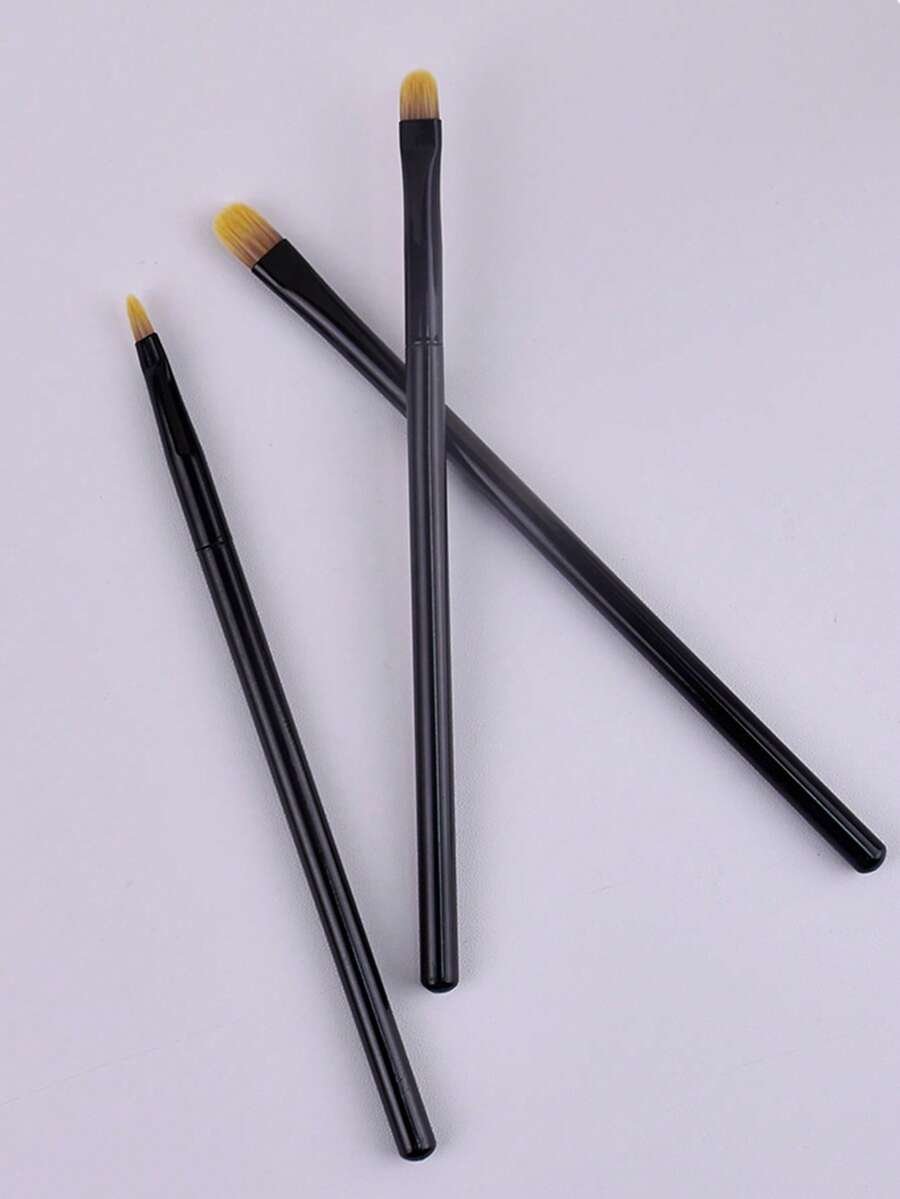 3PCS Flat Concealer Brush Black High-Grade Synthetic Makeup Brush Eye Bags, Travel Foundation Makeup Brush Set, Mixed Brush That Accurately Covers The Facial Contour Of Dark Circles. - Multicolor - View 1