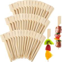 200/100/50/20 Peças Pacote de Espetos de Bambu para Aperitivos, Palitos Longos para Drinques, Palitos Decorativos, Palitos de Madeira Planos para Alimentos, Acessórios para Festas, Bebidas, Frutas, Churrasco, Tábua de Frios - Damasco - Visão 3
