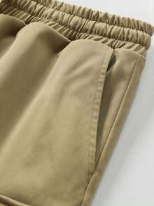 男士时尚休闲宽松口袋街头工装短裤，哥特风短裤，多巴胺色，工装短裤，户外功能性款式，男士休闲短裤，运动短裤，宽松斜纹短裤，功能性短裤，跑步短裤，宽松运动短裤，跑步短裤，宽松版型，工装短裤，送给丈夫和男友的礼物 - 卡其色 - 查看 4